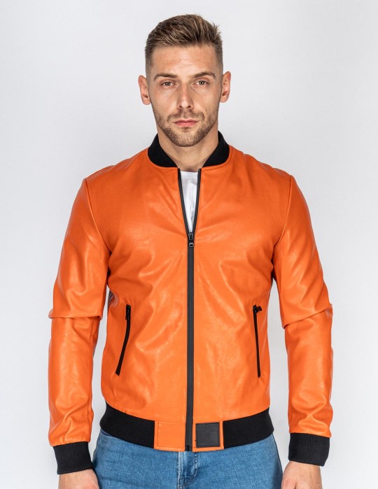 SOPRANO Leather Jacket Orange